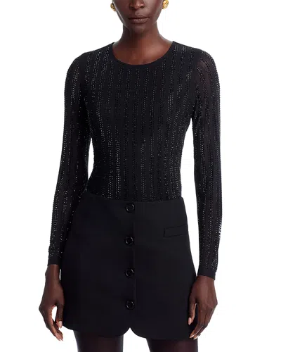 Elie Tahari The Adeline Rhinestone Top In Black