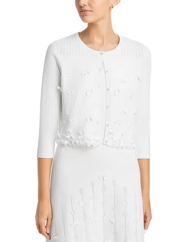 Elie Tahari The Alana 3d Floral Cardigan In White
