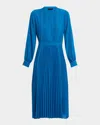 Elie Tahari The Alania Pleated Bead-embellished Midi Dress In Blue
