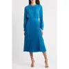Elie Tahari The Alania Pleated Bead-embellished Midi Dress In Blue