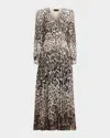 Elie Tahari The Alba Metallic Animal-print Silk Midi Dress In Brown