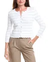 Elie Tahari The Alessandra Scalloped Pointelle Cardigan In White