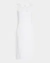 Elie Tahari The Alessandra Scalloped Pointelle Midi Dress In Sky White