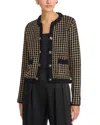 Elie Tahari The Alexis Grid Cardigan In Noir With Gold