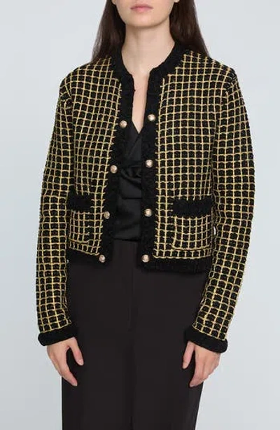 ELIE TAHARI ELIE TAHARI THE ALEXIS METALLIC GRID CARDIGAN