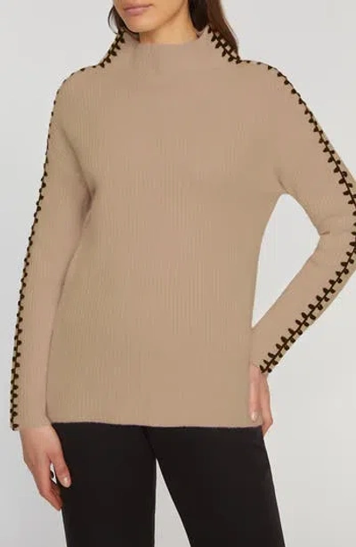 Elie Tahari The Alia Whipstitch Turtleneck Cashmere Sweater