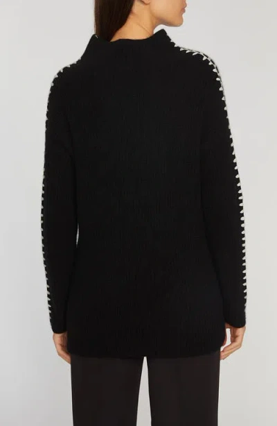 Elie Tahari The Alia Whipstitch Turtleneck Cashmere Sweater In Black