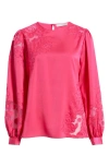 Elie Tahari The Alisa Floral Mesh Long Sleeve Shirt In Luxury Pink