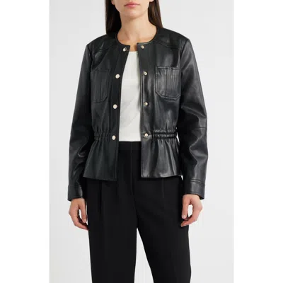 ELIE TAHARI ELIE TAHARI THE ALIZA FAUX LEATHER JACKET