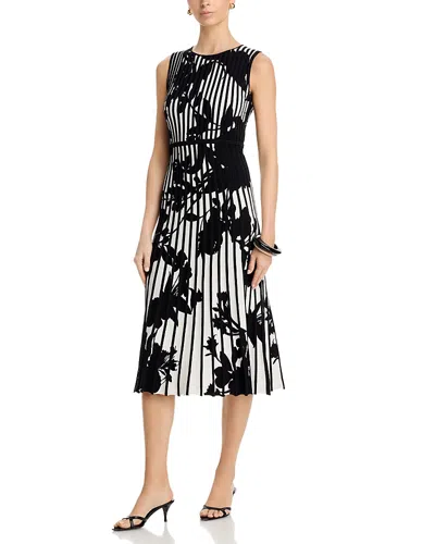 Elie Tahari The Alma Floral Sleeveless Sweater Dress In Black