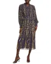 Elie Tahari The Alamada Abstract Print Long Sleeve Chiffon Shirtdress