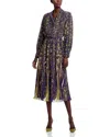 Elie Tahari The Alamada Abstract Print Long Sleeve Chiffon Shirtdress In Sterling Palace