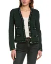 Elie Tahari The Alta Wool & Cashmere-blend Cardigan In Green