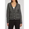 Elie Tahari The Alta Cardigan In Noir/sky White