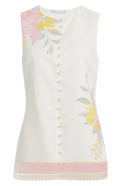 Elie Tahari The Annalise Linen Blouse In White