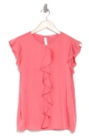 Elie Tahari The Anya Ruffle Cap Sleeve Silk Blend Top In Island Pink
