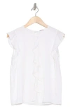 Elie Tahari The Anya Ruffle Cap Sleeve Silk Blend Top In White
