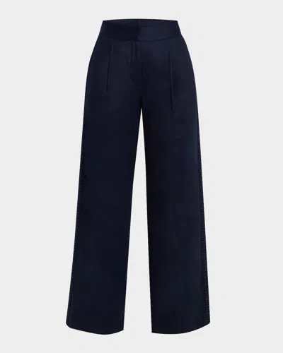 ELIE TAHARI THE ASTER LACE-TRIM LINEN PANTS