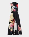 Elie Tahari Athena Regal Floral Print Sleeveless Maxi Dress In Black
