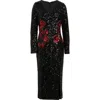 Elie Tahari The Aurora Sequined Floral Midi Dress In Black