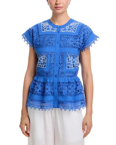 Elie Tahari The Ava Lace Blouse In Blue