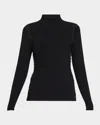 Elie Tahari The Nina Metallic Whipstitch Detail Turtleneck Sweater In Noir
