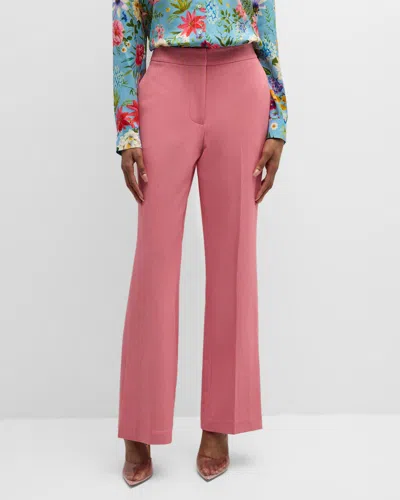 Elie Tahari The Becky Flare-leg Twill Pants In Island Pink