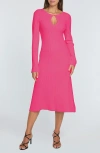 Elie Tahari The Belinda Cutout Ribbed Midi Sweater Dress In Haute Pink