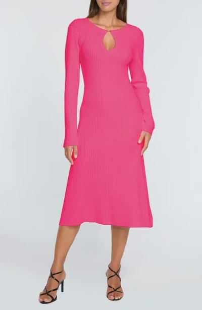 ELIE TAHARI ELIE TAHARI THE BELINDA KEYHOLE NECK LONG SLEEVE MIDI SWEATER DRESS