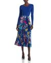 Elie Tahari The Belinda Sweater Dress In Daphne Blue With Daphne Garden