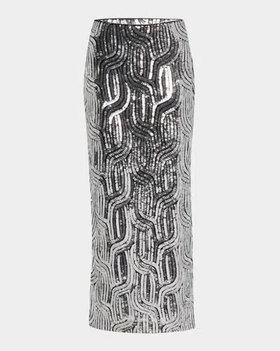 Elie Tahari The Bella Allover Sequin Maxi Skirt In Noir With Sequins