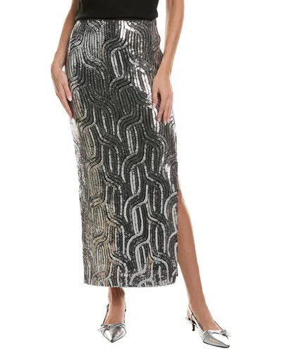 Elie Tahari The Bella Sequin Maxi Skirt In Silver