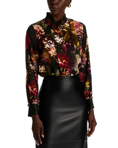 Elie Tahari The Brie Floral Print Woven Shirt In Multi