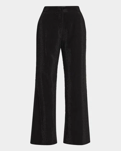 Elie Tahari The Briella Rhinestone Ankle Flare Pants In Noir