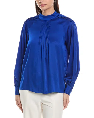 Elie Tahari The Bruna Silk-blend Blouse In Blue