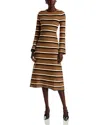 Elie Tahari The Cammie Stripe Long Sleeve Sweater Midi Dress In Brown