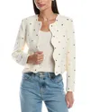 Elie Tahari The Celia Open-front Heart Stud Jacket In Multi