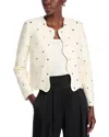 Elie Tahari The Celia Open-front Heart Stud Jacket In Soft White