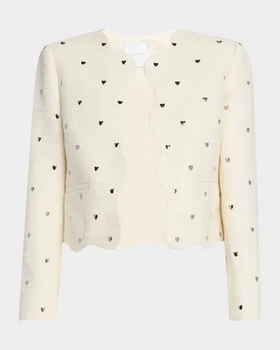 Elie Tahari The Celia Open-front Heart Stud Jacket In Soft White