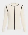Elie Tahari The Chani Mock-neck Contrast-trim Sweater In Neutral