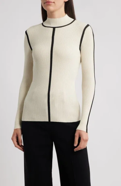 Elie Tahari The Chani Rib Mock Neck Top In White