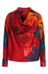 Elie Tahari The Ciaran Abstract Print Stretch Silk Top In Multi