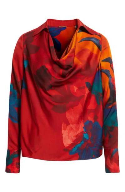 Elie Tahari The Ciaran Abstract Print Stretch Silk Top In Multi