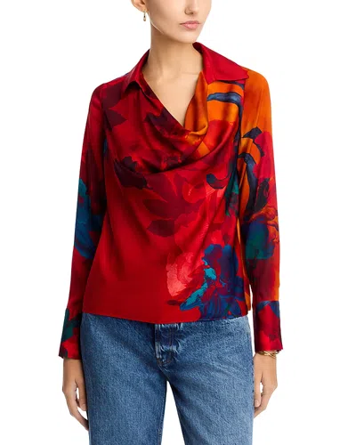Elie Tahari The Ciaran Abstract Print Stretch Silk Top In Multi