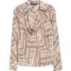 Elie Tahari The Ciaran Cowl-neck Stretch Silk Blouse In Gilded Chain White