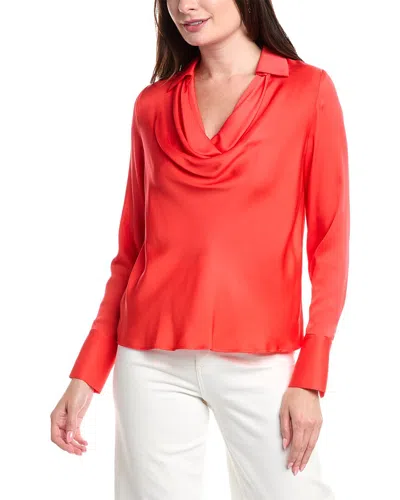 Elie Tahari The Ciaran Cowl-neck Stretch Silk Blouse In Hibiscus