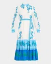 Elie Tahari The Cleo Embroidered Colorblock Midi Shirtdress