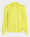 Elie Tahari The Cora Cutout Twist-front Blouse In Electric Lime