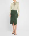 Elie Tahari The Danica Faux Suede Skirt In Juniper