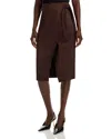 Elie Tahari The Danica Faux Wrap Faux Suede Skirt In Brown